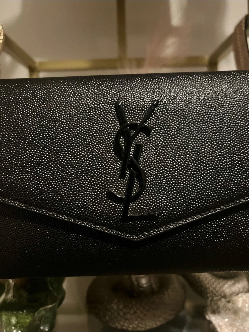 Yves Saint Laurent Black Leather Envelope Wallet